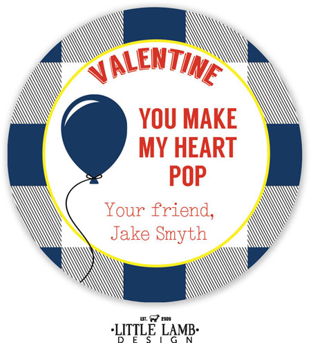 Little Lamb - Valentine's Day Gift Stickers (Blue Balloon)